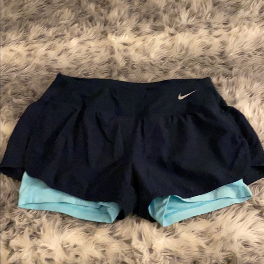 Nike Dri Fit running shorts, navy w spandex, small